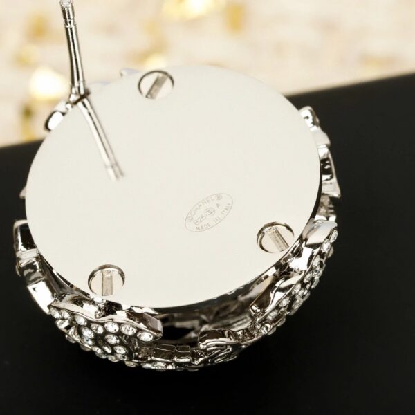 CHANEL 25A Solid-Color Openwork Pavé Design Metal Stud Earrings for Women
