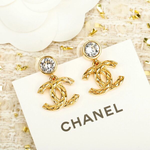 CHANEL Pendant Embossed CC Earrings