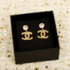 CHANEL Pendant Embossed CC Earrings
