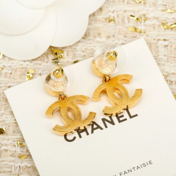 CHANEL Pendant Embossed CC Earrings