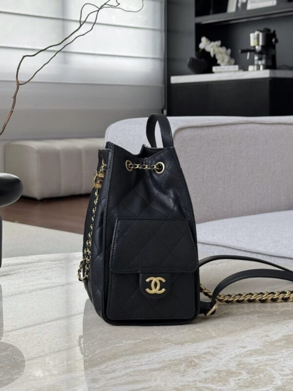 CHANEL 25Bag Black Backpack Caviar Leather