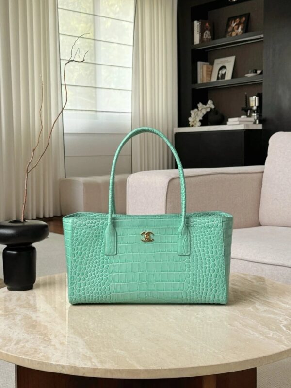 CHANEL Small Shopping Bag Green Crocodile embossed calfskin