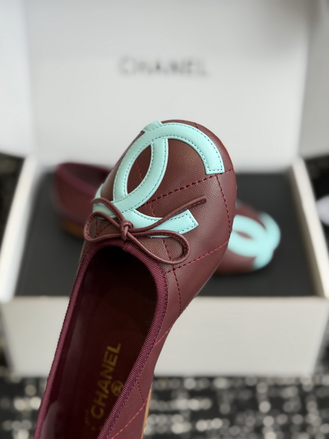 IMG_6731 CHANEL Ballet flats Burgundy & Light Blue - 图片 7