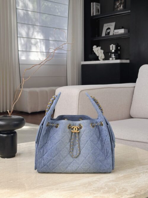 chanel 25c 25bag wash denim light blue