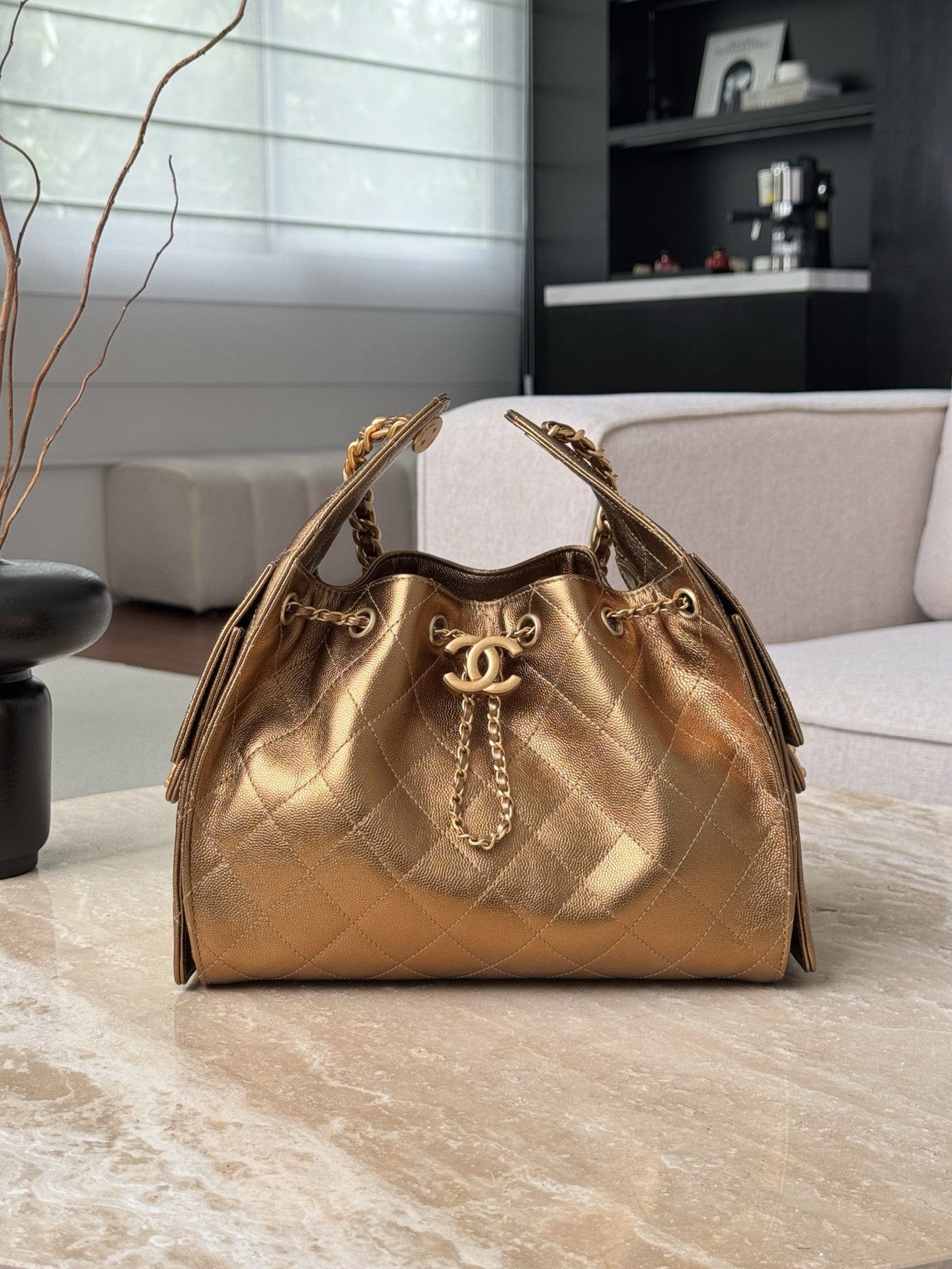 IMG_7265 CHANEL 26C 25Bag Caviar leather In Metallic Bronze - 图片 2