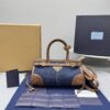 PRADA Blue/Coffee Bonnie small denim and leather handbag