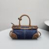 PRADA Blue/Coffee Bonnie small denim and leather handbag