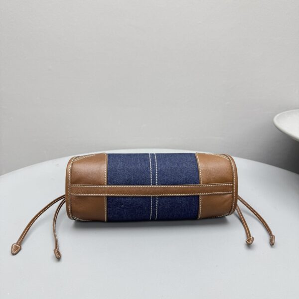 PRADA Blue/Coffee Bonnie small denim and leather handbag