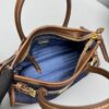PRADA Blue/Coffee Bonnie small denim and leather handbag