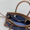 PRADA Blue/Coffee Bonnie small denim and leather handbag
