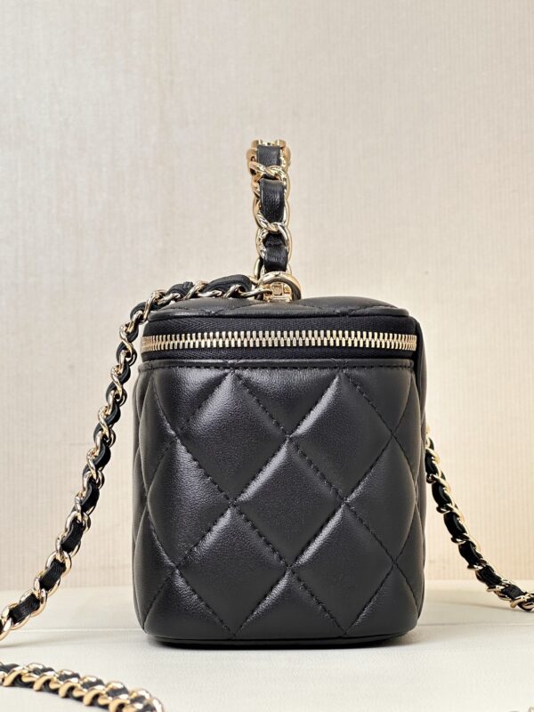 CHANEL 23K Logo Handle Lambskin Box Makeup Bag