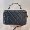 CHANEL 23K Logo Handle Lambskin Box Makeup Bag