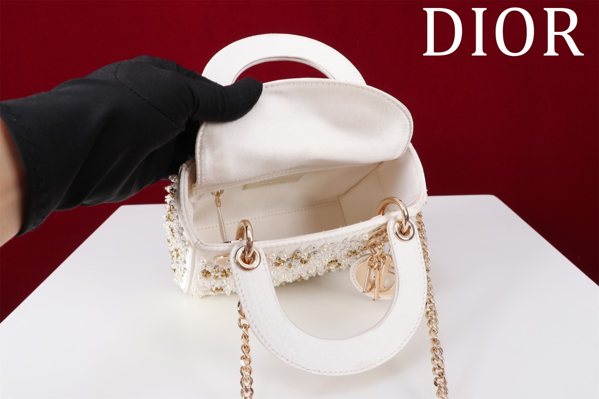 IMG_7444 DIOR MINI Lady Embroidered Snowflake embroidery with beads in Calfskin - 图片 6