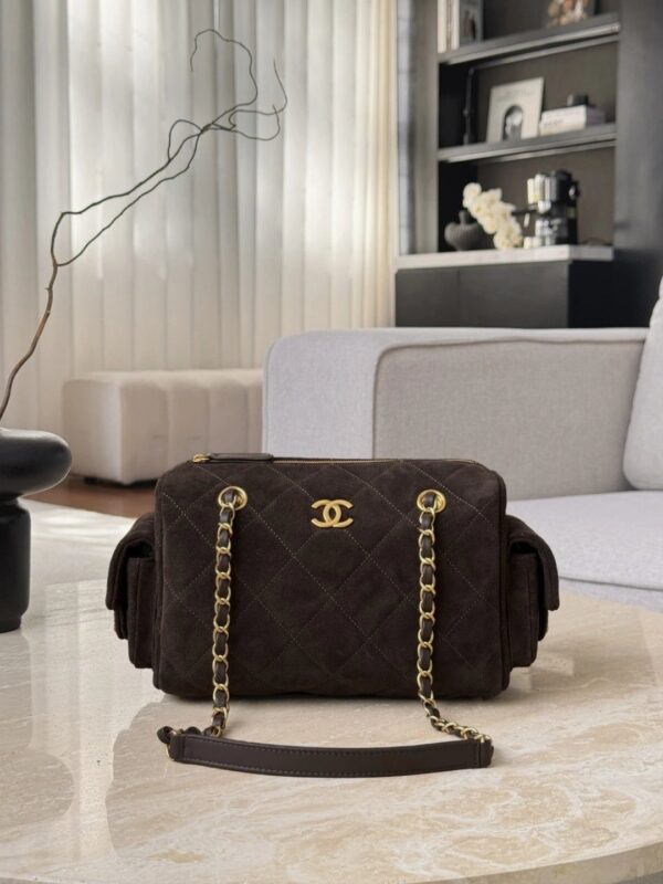 CHANEL 25K Metallic Quilted Bowling Bag in Calfskin,