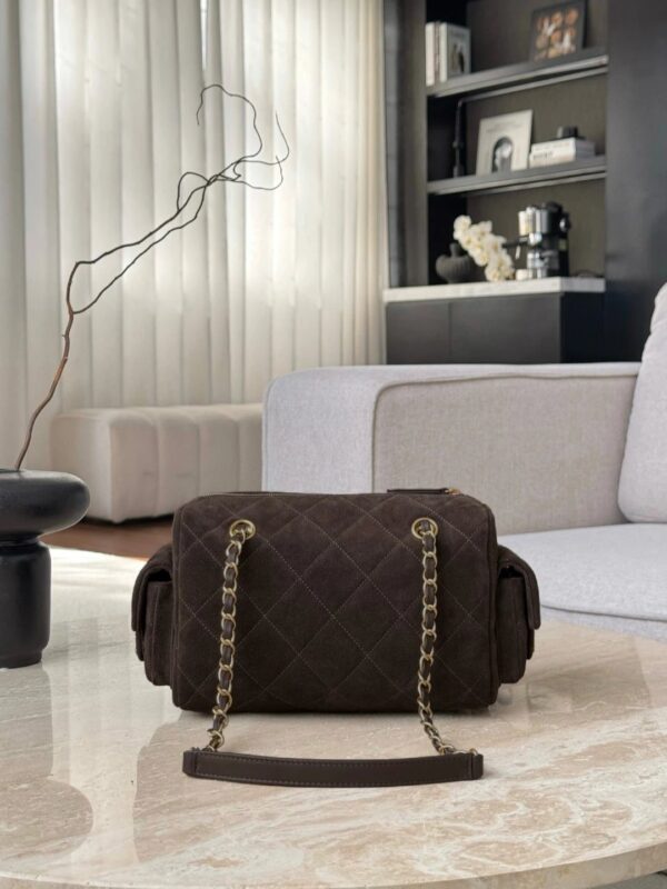 CHANEL 25K Metallic Quilted Bowling Bag in Calfskin,