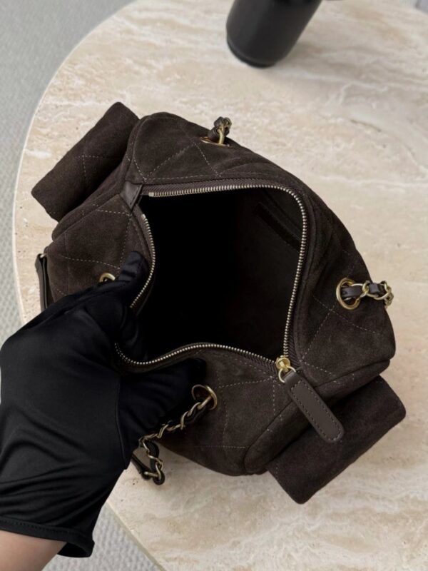 CHANEL 25K Metallic Quilted Bowling Bag in Calfskin,