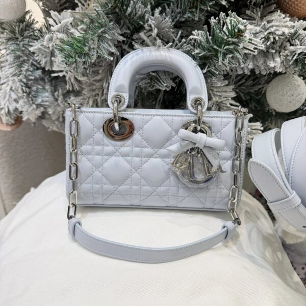 Mini Lady D-Joy Bag Ice Blue Cannage Lambskin