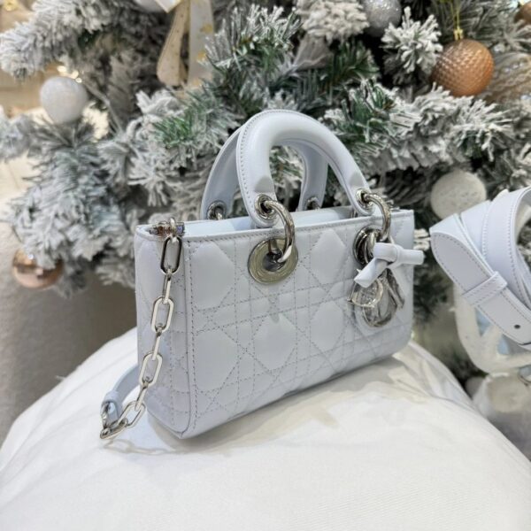 Mini Lady D-Joy Bag Ice Blue Cannage Lambskin