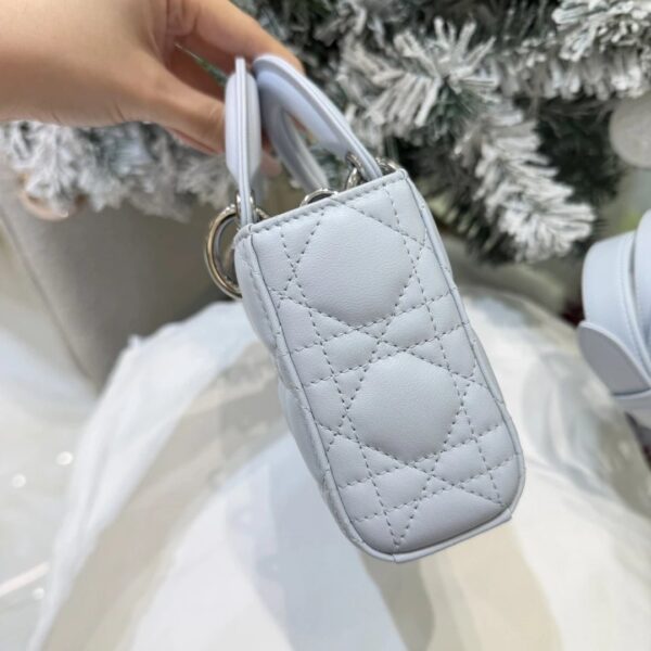 Mini Lady D-Joy Bag Ice Blue Cannage Lambskin