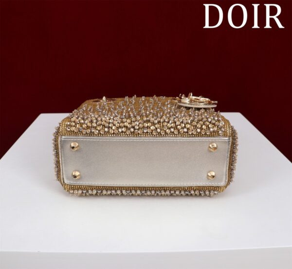 Micro Lady dior Embroidered Pearl Decoration, Calfskin and Satin