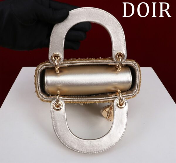 Micro Lady dior Embroidered Pearl Decoration, Calfskin and Satin