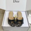 DIOR Bow Slide Deep Blue Dior Oblique Embroidered Cotton