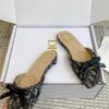 DIOR Bow Slide Deep Blue Dior Oblique Embroidered Cotton