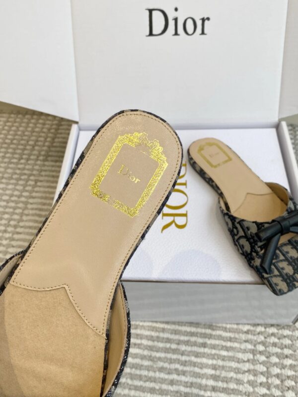 DIOR Bow Slide Deep Blue Dior Oblique Embroidered Cotton