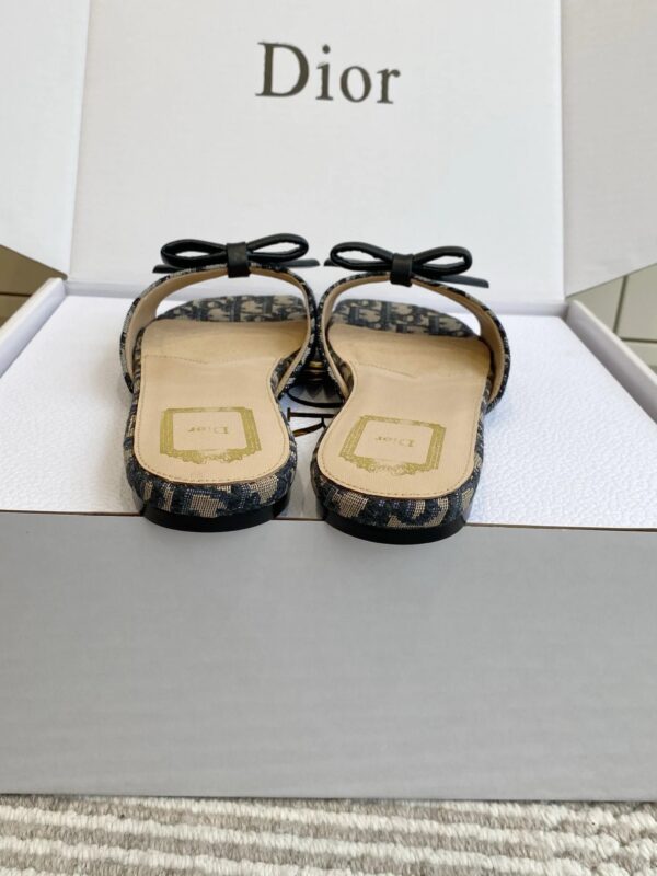 DIOR Bow Slide Deep Blue Dior Oblique Embroidered Cotton