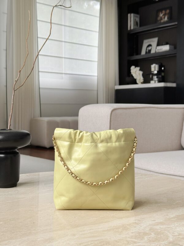 CHANEL Shiny Calfskin Quilted Mini 22 In Chick Yellow