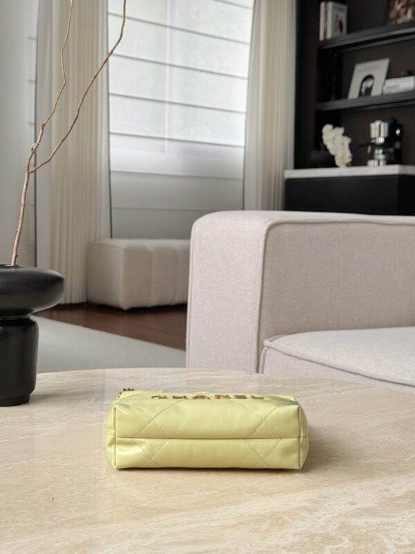 CHANEL Shiny Calfskin Quilted Mini 22 In Chick Yellow