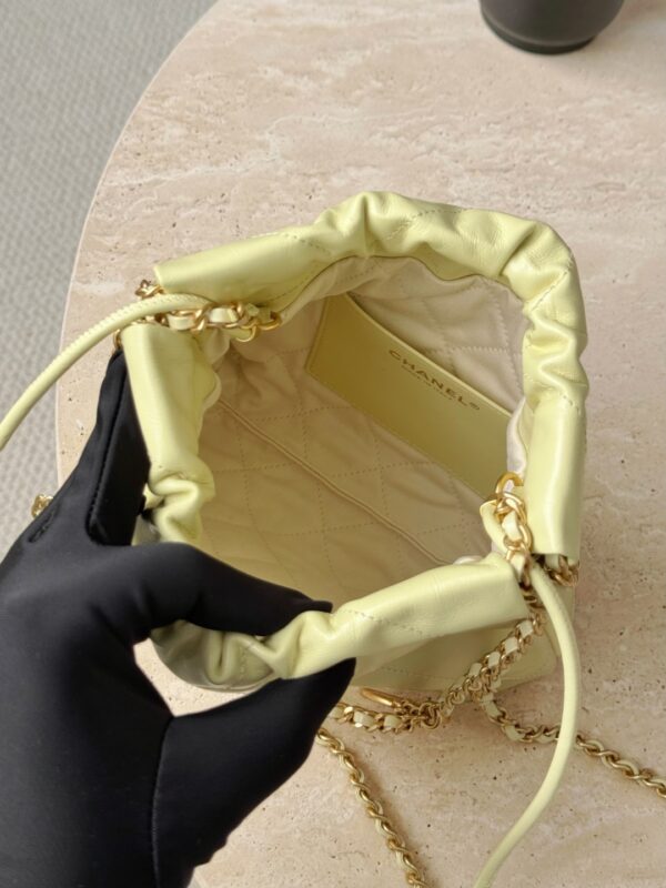 CHANEL Shiny Calfskin Quilted Mini 22 In Chick Yellow
