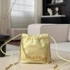 CHANEL Shiny Calfskin Quilted Mini 22 In Chick Yellow