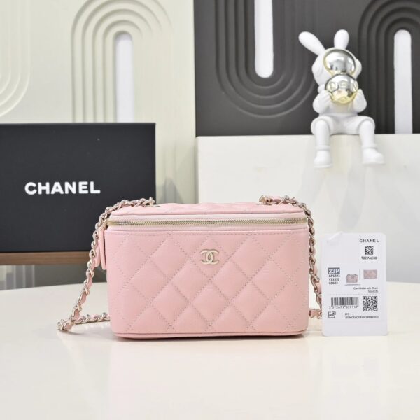 CHANEL Vanity Bag Pink Calfskin