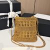 CHANEL 22 Mini Handbag Metallic Calfskin Macrame & Gold-Tone Metal Gold