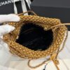 chanel 22 mini handbag metallic calfskin macrame & gold tone metal gold