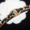 CHANEL Metal Lambskin CC Turnlock Chain Headband Gold Black