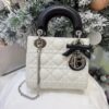 Mini Lady Dior Bag with Chain Two-Tone Latte and Black Cannage Lambskin