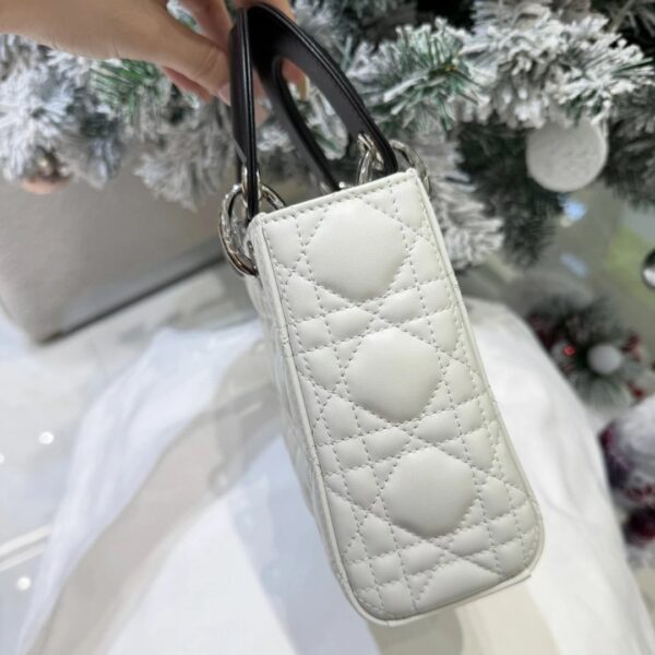Mini Lady Dior Bag with Chain Two-Tone Latte and Black Cannage Lambskin