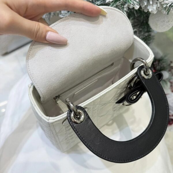 Mini Lady Dior Bag with Chain Two-Tone Latte and Black Cannage Lambskin