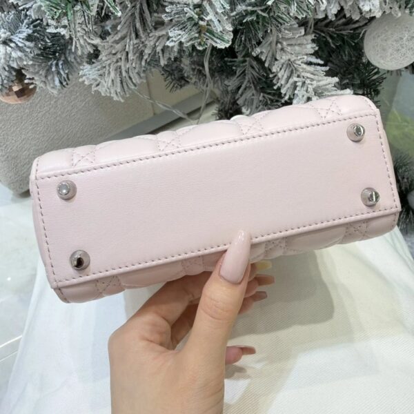 Mini Lady Dior Bag with Chain Two-Tone White and Pink Cannage Lambskin