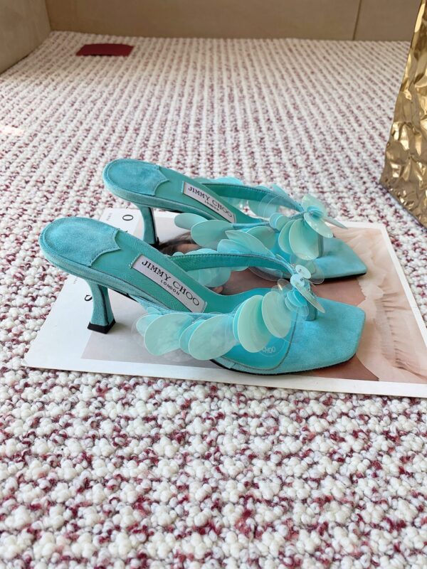 jimmy choo freja 70 aqua green suede paillette sandals