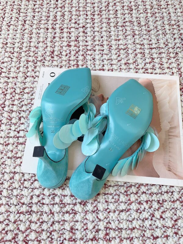 jimmy choo freja 70 aqua green suede paillette sandals