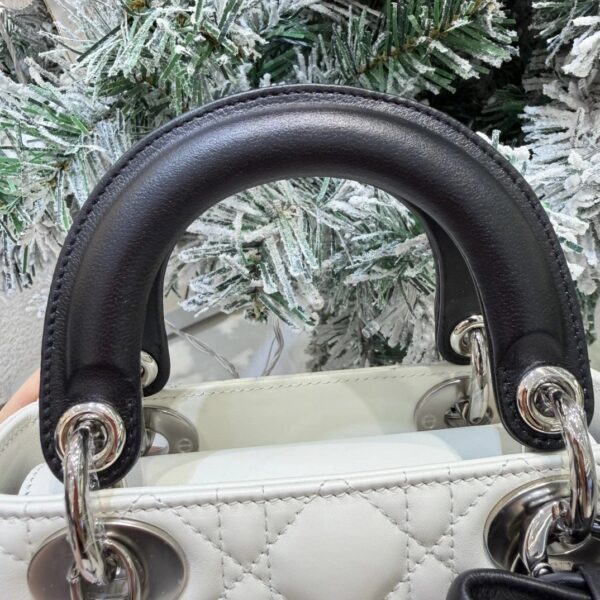 Mini Lady Dior Bag with Chain Two-Tone Latte and Black Cannage Lambskin