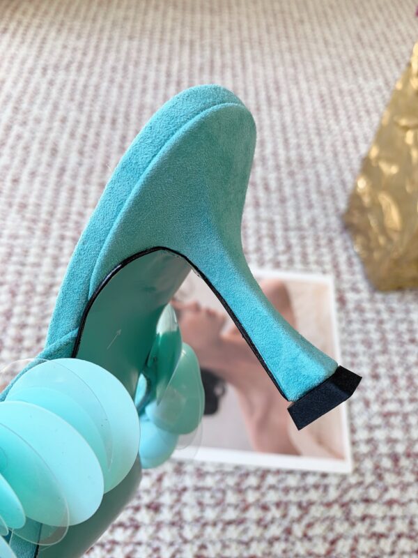 JIMMY CHOO  Freja 70 Aqua Green Suede Paillette Sandals