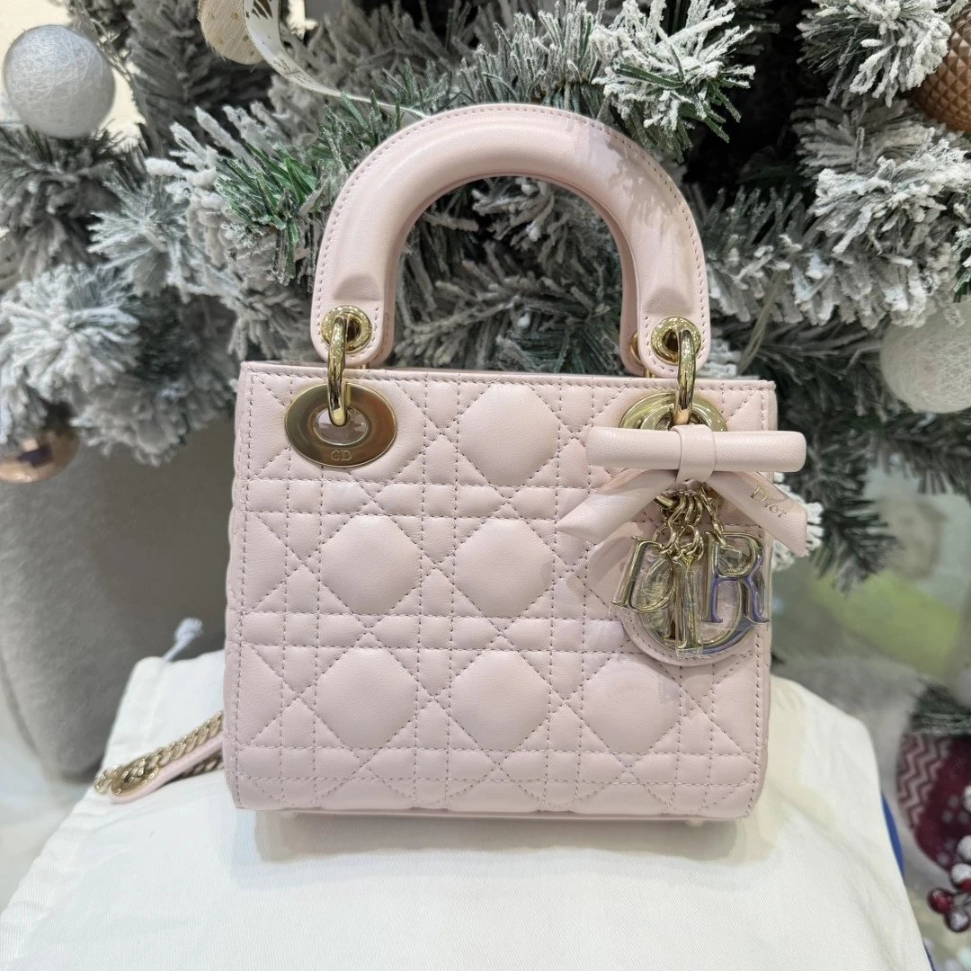 IMG_8825 Mini Lady Dior Bag with Chain Two-Tone Pink Cannage Lambskin - 图片 2