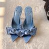CL Mulazee bow-detail silk taffeta mules