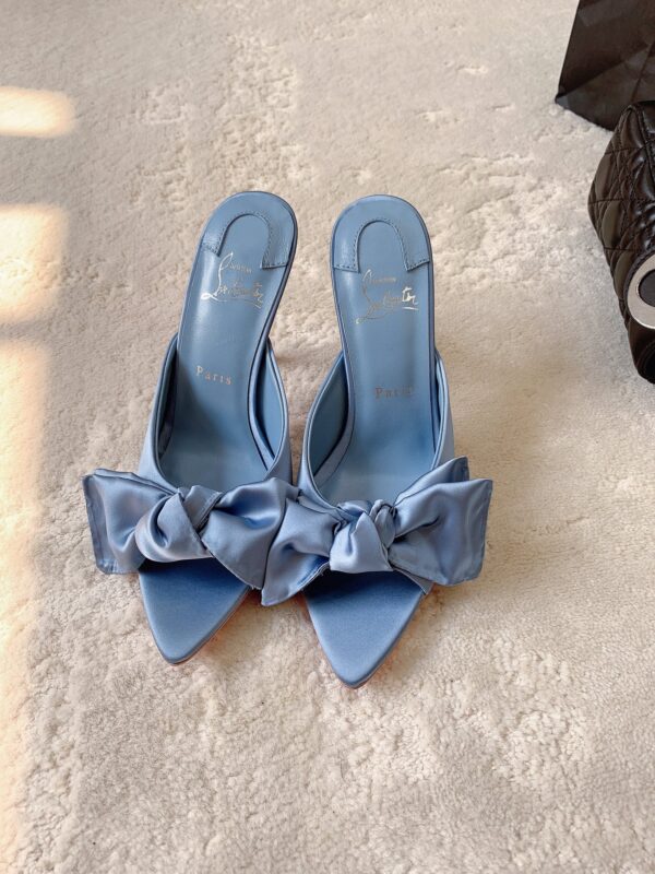 CL Mulazee bow-detail silk taffeta mules