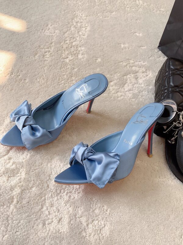 CL Mulazee bow-detail silk taffeta mules
