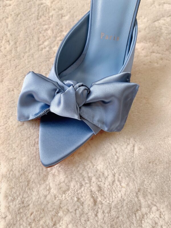 CL Mulazee bow-detail silk taffeta mules